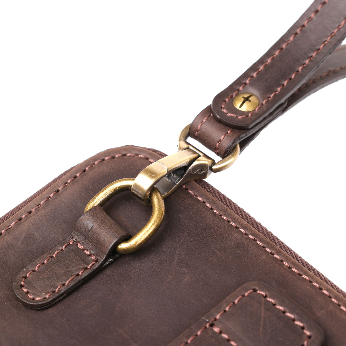 Men's Leather Clutch SHVIGEL 11083 Brown Natural Leather Made in Ukraine