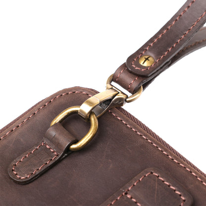 Men's Leather Clutch SHVIGEL 11083 Brown Natural Leather Made in Ukraine