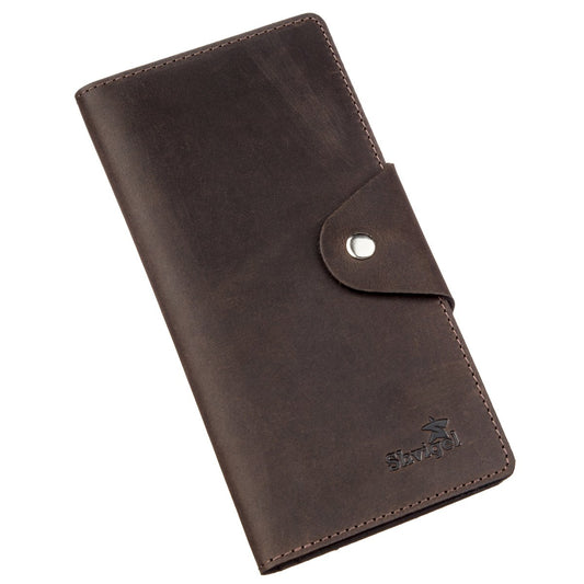 Men's Vintage Leather Wallet SHVIGEL 16169 Brown Natural Leather Craftsmanship