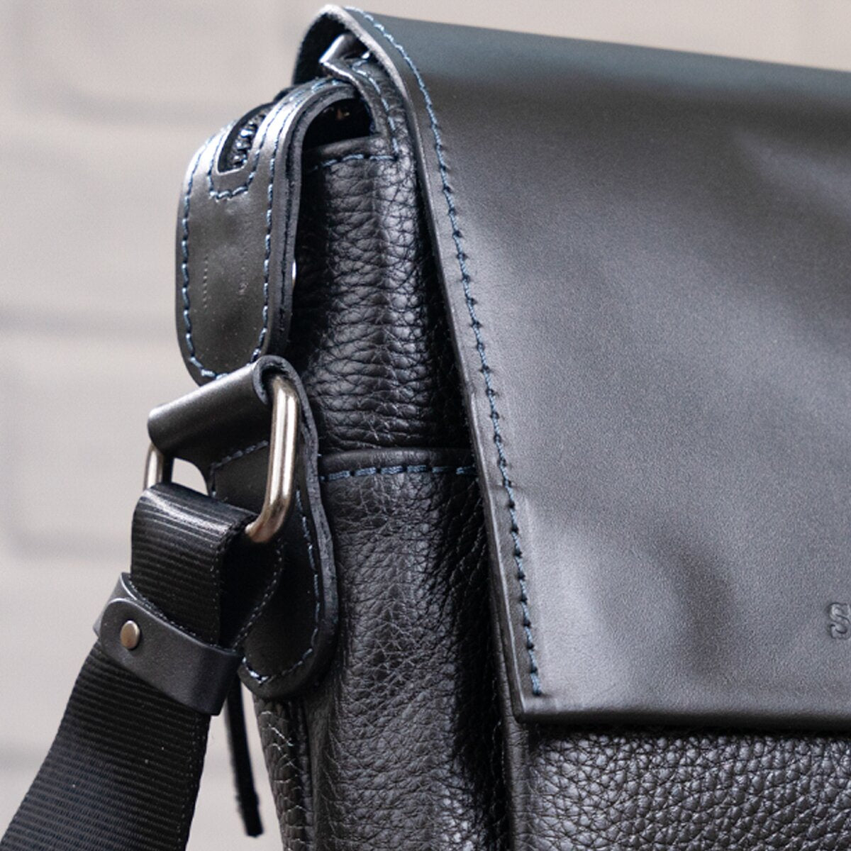 Men's Leather Combo Bag SHVIGEL 11174 Black Natural Leather Durable Design