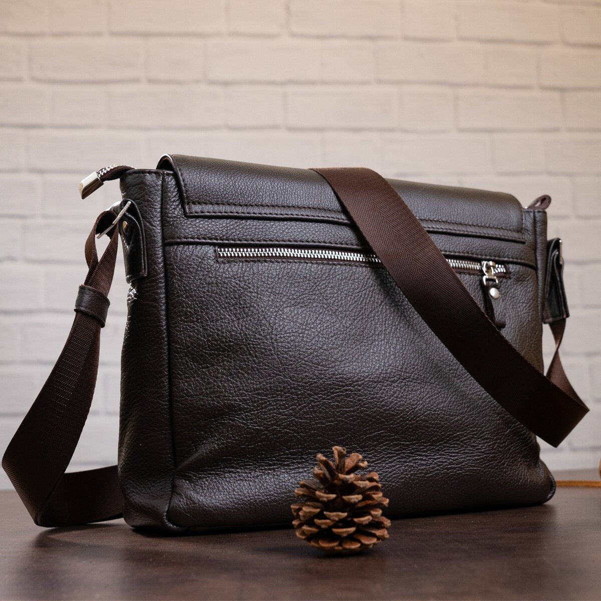 Leather Bag SHVIGEL 00798 Brown, Made in Ukraine, Genuine Leather Material
