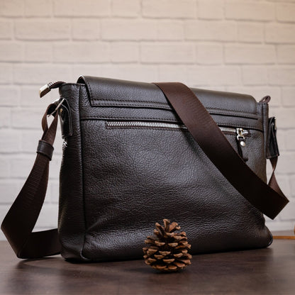 Leather Bag SHVIGEL 00798 Brown, Made in Ukraine, Genuine Leather Material