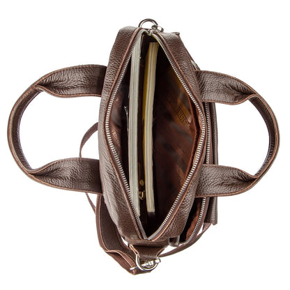 High-Quality SHVIGEL Vertical Men's Bag A4 Format 11168 Brown Flotar Genuine Leather