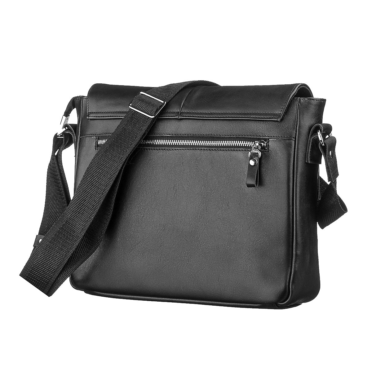 Leather Bag SHVIGEL 00858 Black Natural Leather Handmade in Ukraine