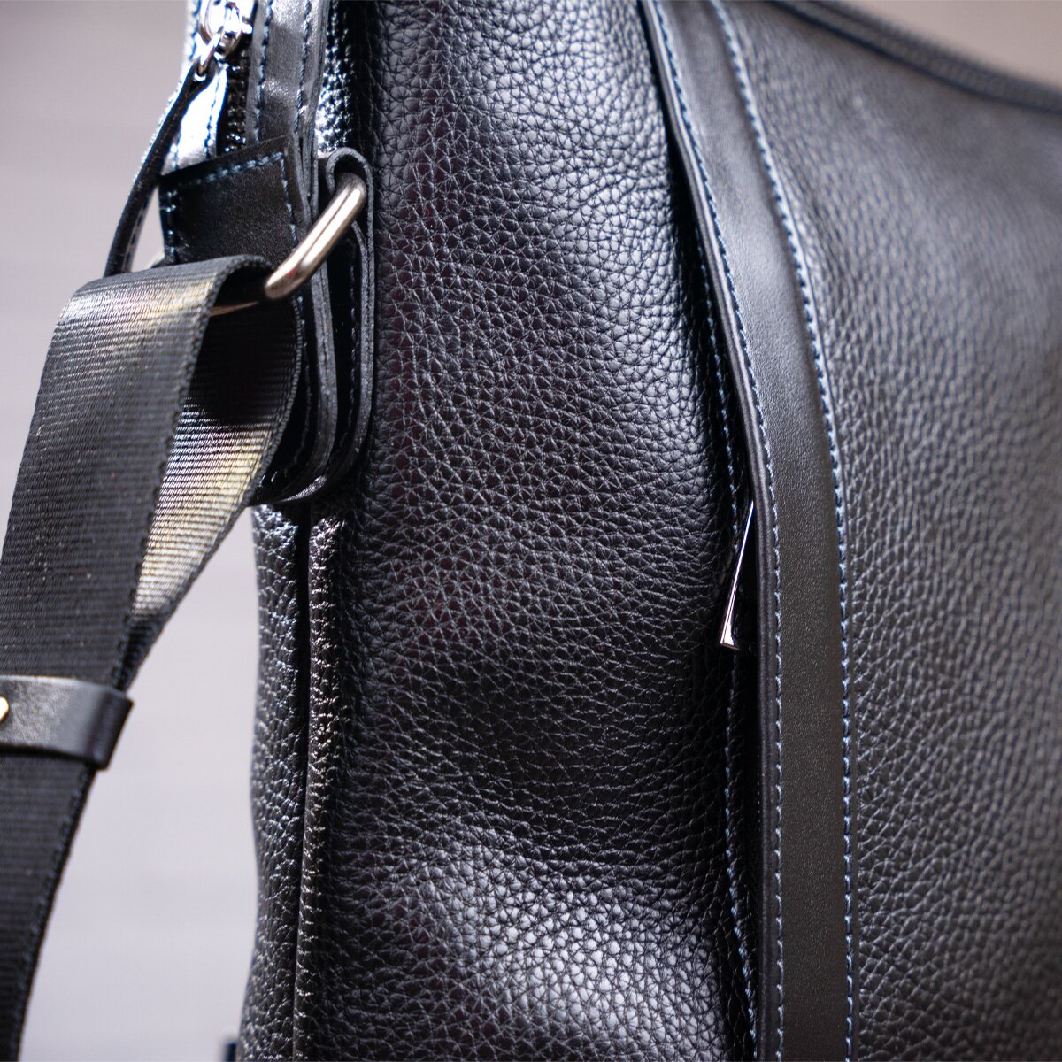 Men's Leather Bag SHVIGEL 11122 Black Genuine Leather, Premium Quality, Made in Ukraine