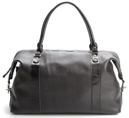 Travel Bag SHVIGEL 00881 Black Natural Leather Handmade in Ukraine