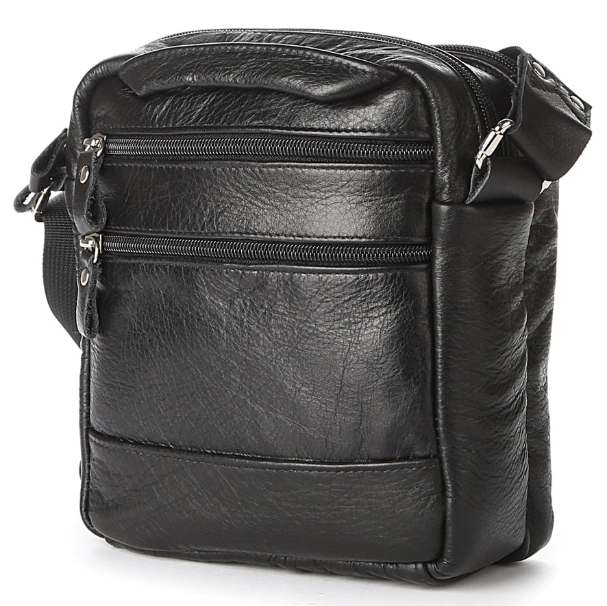 Men's Leather Bag SHVIGEL 00926 Black Handmade in Ukraine, Durable Natural Leather