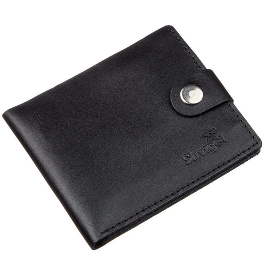 Horizontal Men's Wallet SHVIGEL 16217 Black Genuine Leather - Ukrainian Craftsmanship