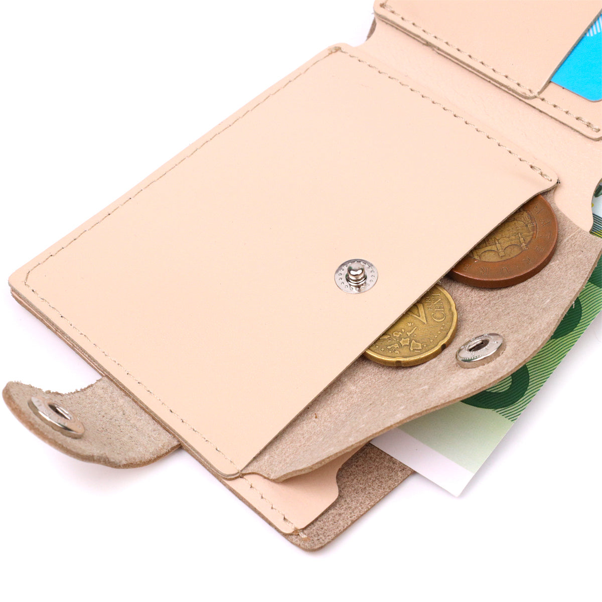 Stylish Women's Leather Wallet with Coin Pocket SHVIGEL 16623 Milk Color Natural Leather