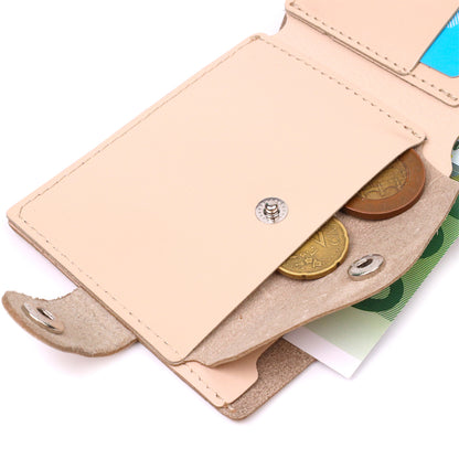 Stylish Women's Leather Wallet with Coin Pocket SHVIGEL 16623 Milk Color Natural Leather