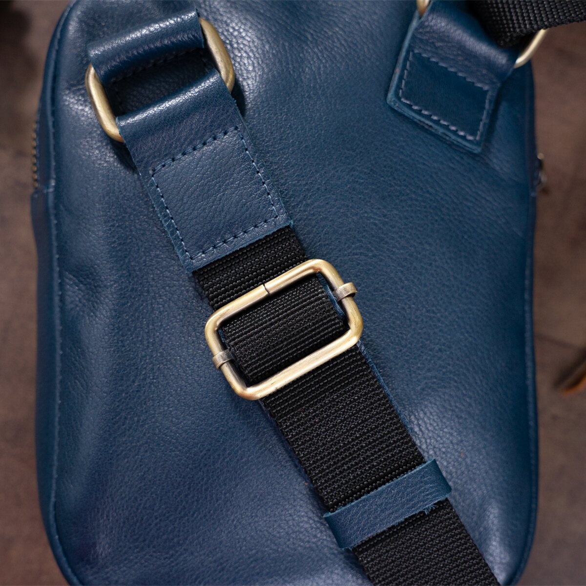 Men's Leather Bag SHVIGEL 19105 Blue Natural Leather Handmade in Ukraine