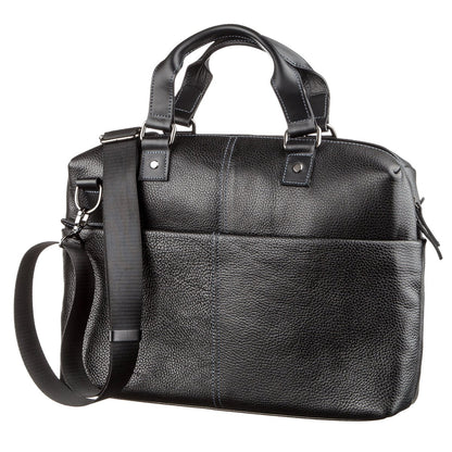 Leather Laptop Bag SHVIGEL 11243 Black Natural Leather Handmade Design