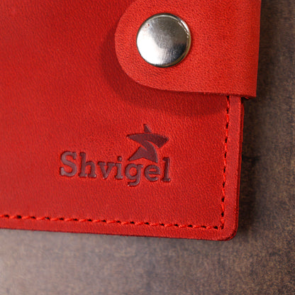 Vintage Red Leather Wallet for Women SHVIGEL 16434 - Made in Ukraine, Genuine Leather
