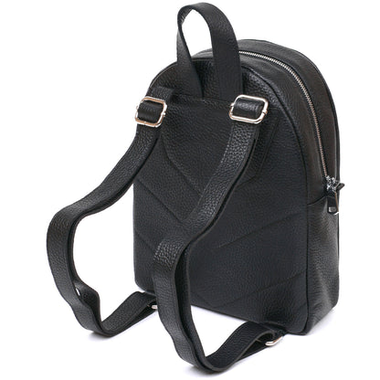 Compact Women's Backpack SHVIGEL 16317 Natural Leather Black Color Stylish Design