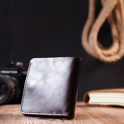 Stylish Men's Leather Wallet SHVIGEL 16610 Brown Genuine Leather Material