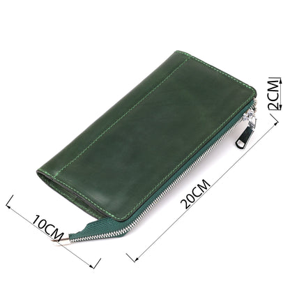 Unisex Vintage Leather Clutch SHVIGEL 16188 Green Natural Leather from Ukraine