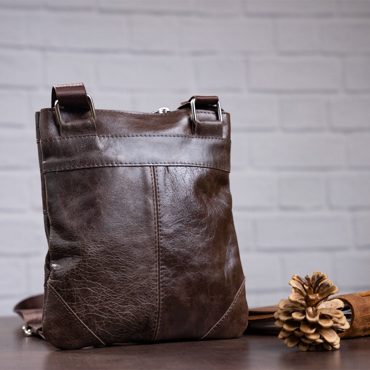 Leather Bag SHVIGEL 11136 Made in Ukraine Brown Genuine Leather Fashion Accessory