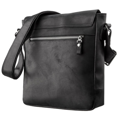 Vintage Men's Leather Bag SHVIGEL 11172 Black Medium Size Ukrainian Craftsmanship