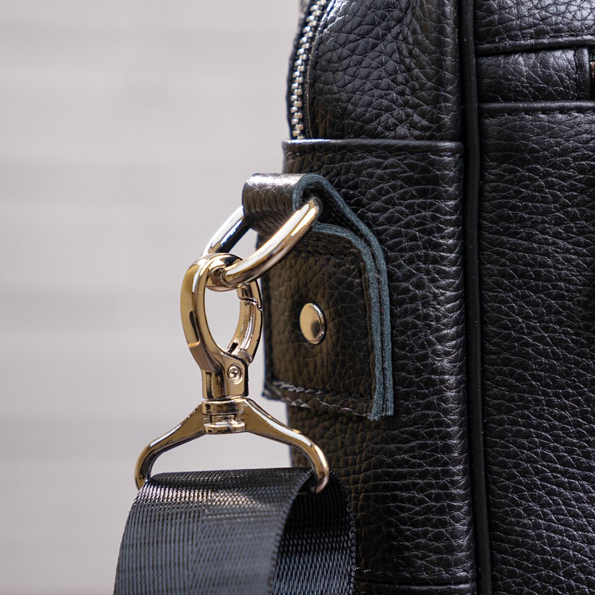 SHVIGEL Leather Bag 00875 High-Quality Black Genuine Leather Ukraine Crafted