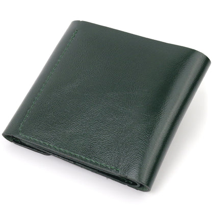 Universal Leather Wallet SHVIGEL 16619 Green Made in Ukraine, Genuine Leather