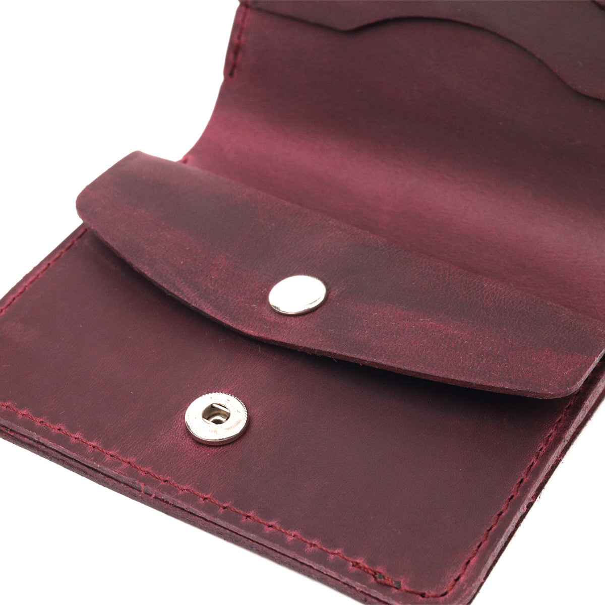 Leather Matte Wallet SHVIGEL 16604 Burgundy Natural Leather Crafted in Ukraine