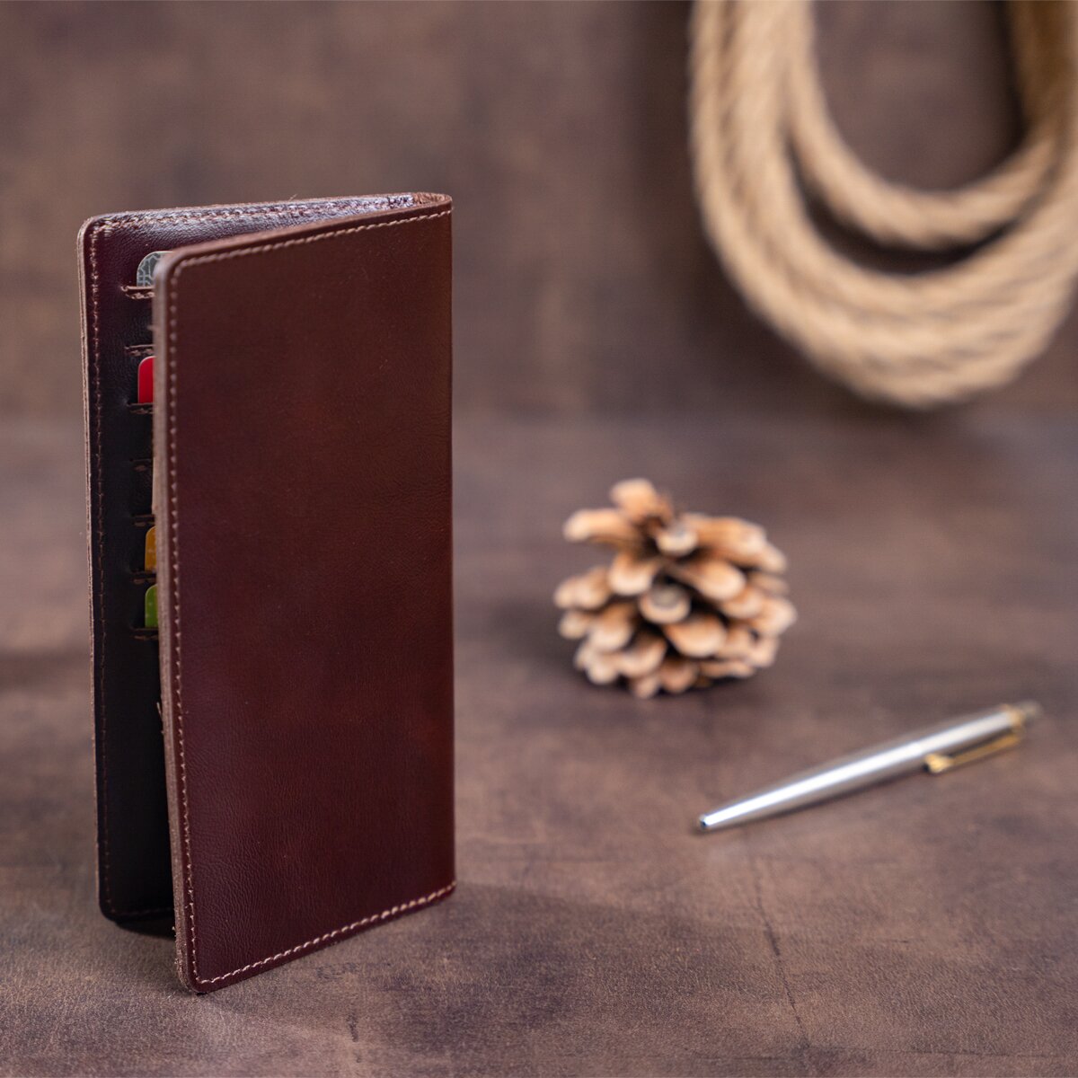 High-Quality SHVIGEL Leather Wallet 16153, Made from Natural Leather, Brown Color