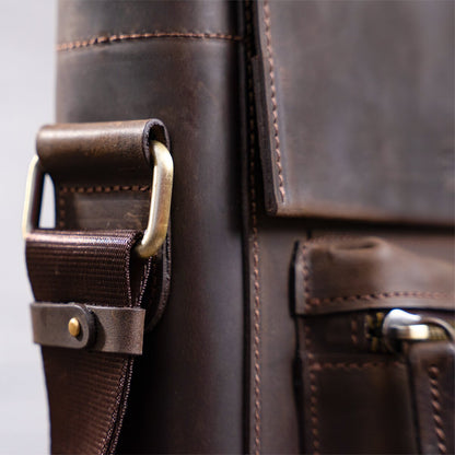 Men's Leather Bag SHVIGEL 11095 Brown Natural Leather High-Quality Design