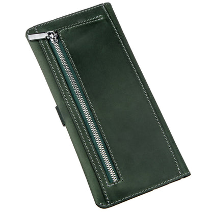 Vintage Leather Wallet SHVIGEL 16206 Green - High-Quality Genuine Leather, Ukraine Made