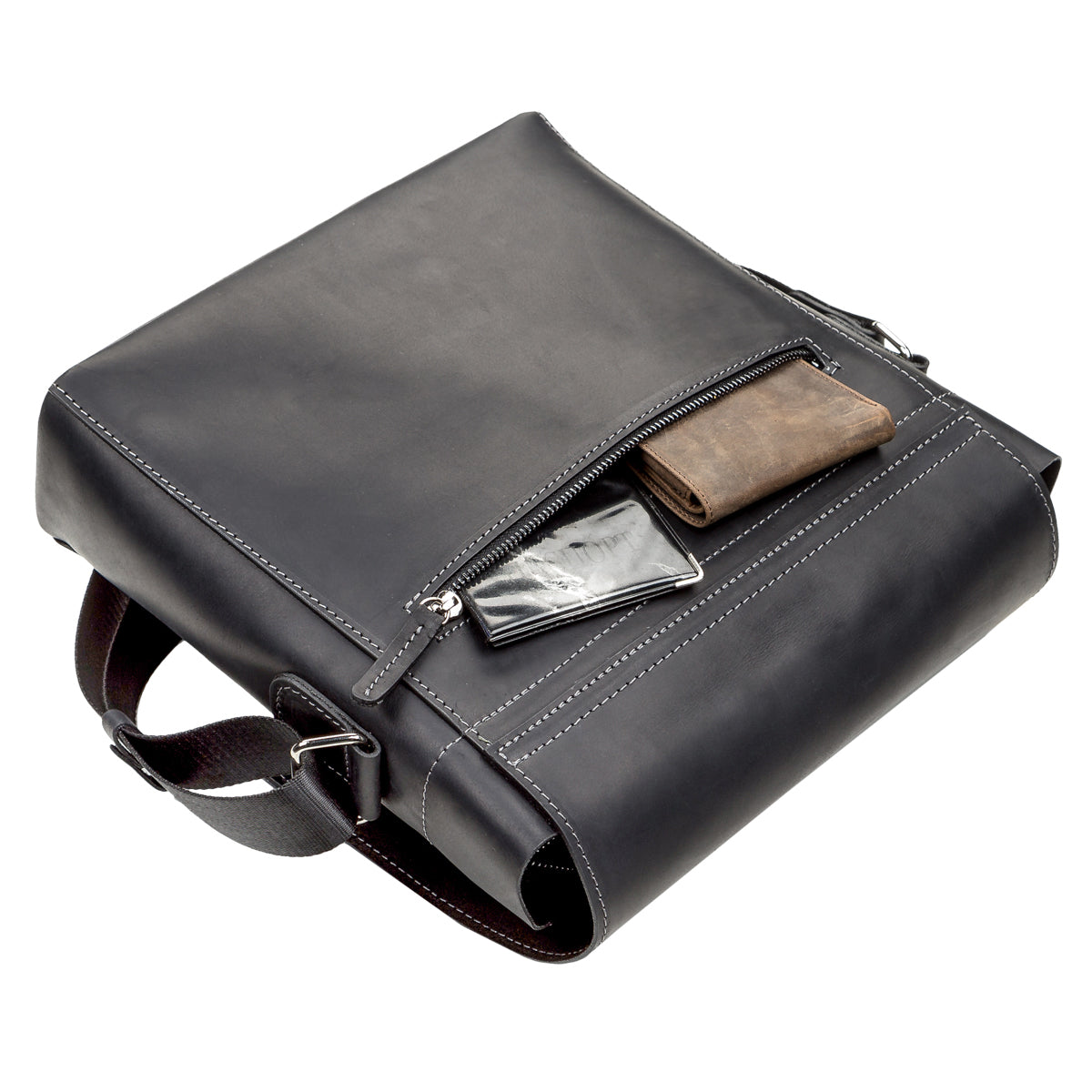 Men's Leather Bag SHVIGEL 11112 Black Genuine Leather from Ukraine