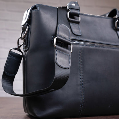Leather Laptop Bag SHVIGEL 11111 Black Genuine Leather Made in Ukraine