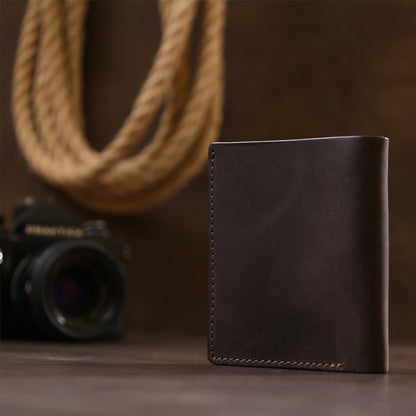 Leather Men's Wallet SHVIGEL 16475 Brown Premium Natural Leather - Ukrainian Craftsmanship