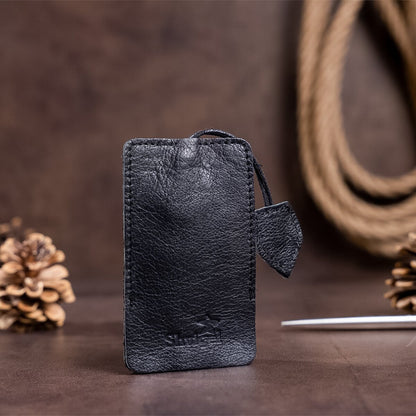 Leather Key Holder SHVIGEL 15308 Black Natural Leather Minimalist Design