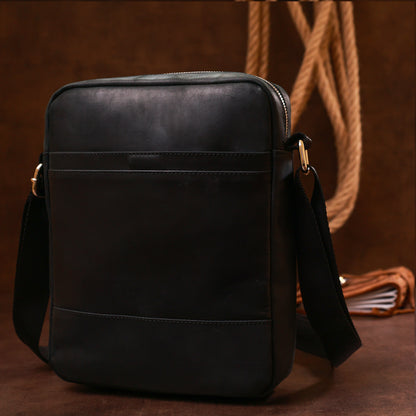 Vintage Men’s Shoulder Bag SHVIGEL 16331 Black Genuine Leather, Ukraine Made