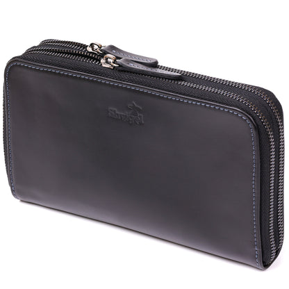 Men's Leather Clutch SHVIGEL 11082 Black Crafted from Natural Leather - Ukraine Made
