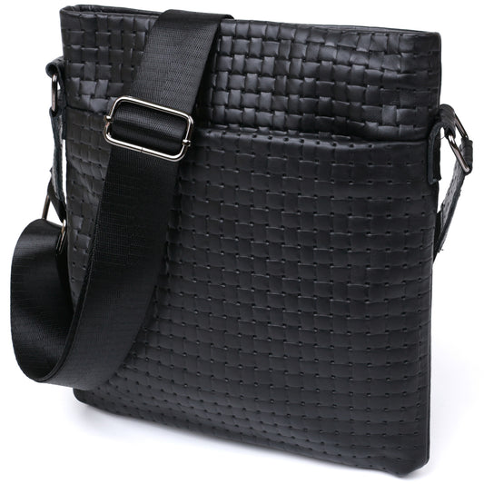 Leather Crossbody Bag for Men SHVIGEL 11600 Black Genuine Leather Quality