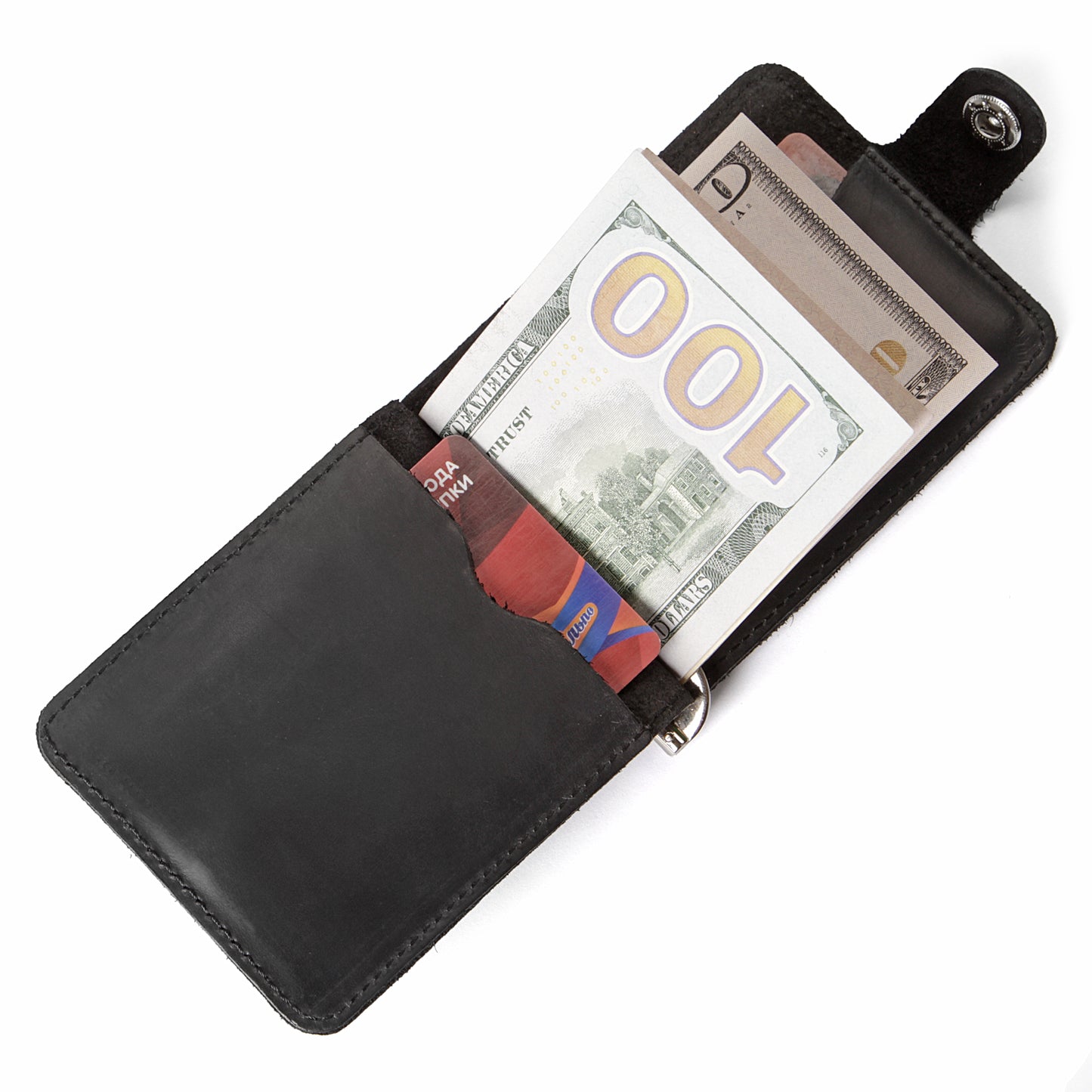 Vintage Leather Money Clip SHVIGEL 13787 Black Genuine Leather Ukraine