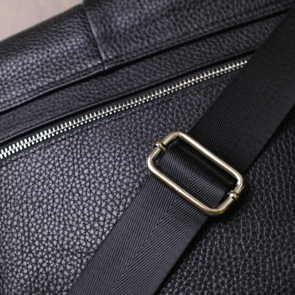 Black SHVIGEL Leather Bag 00797 - Premium Quality Natural Leather, Made in Ukraine
