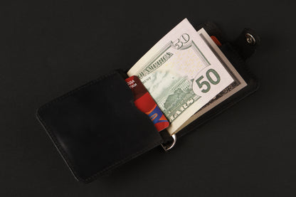 Vintage Leather Money Clip SHVIGEL 13787 Black Genuine Leather Ukraine