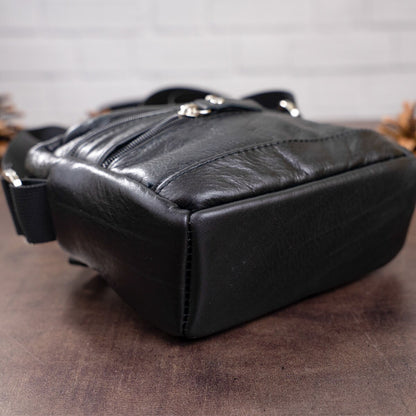 Men's Leather Bag SHVIGEL 15213 Black Genuine Leather Handmade from Ukraine