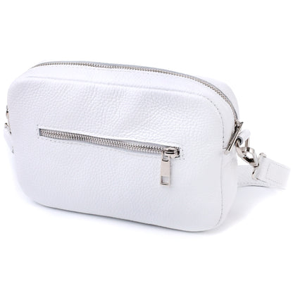Universal Classic Crossbody Bag by SHVIGEL 22840 in White Natural Leather