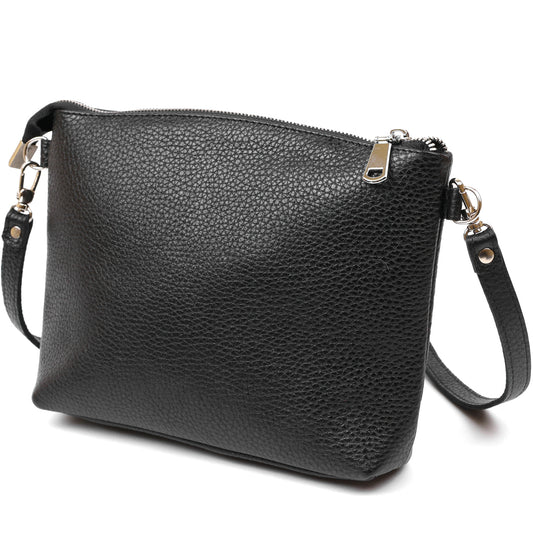 Women's Crossbody Bag SHVIGEL 16341 Black Leather - Stylish Natural Skin Design