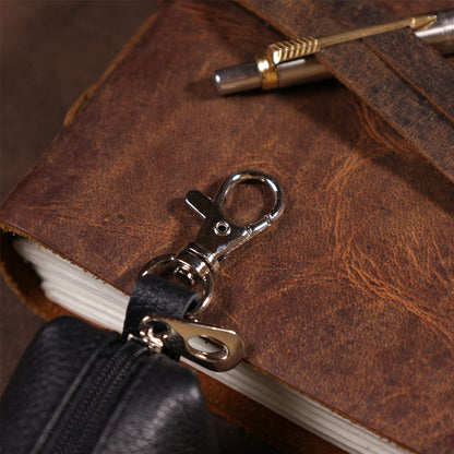 Leather Key Holder Tube SHVIGEL 16226 Black - Natural Leather Classic Design for Keys