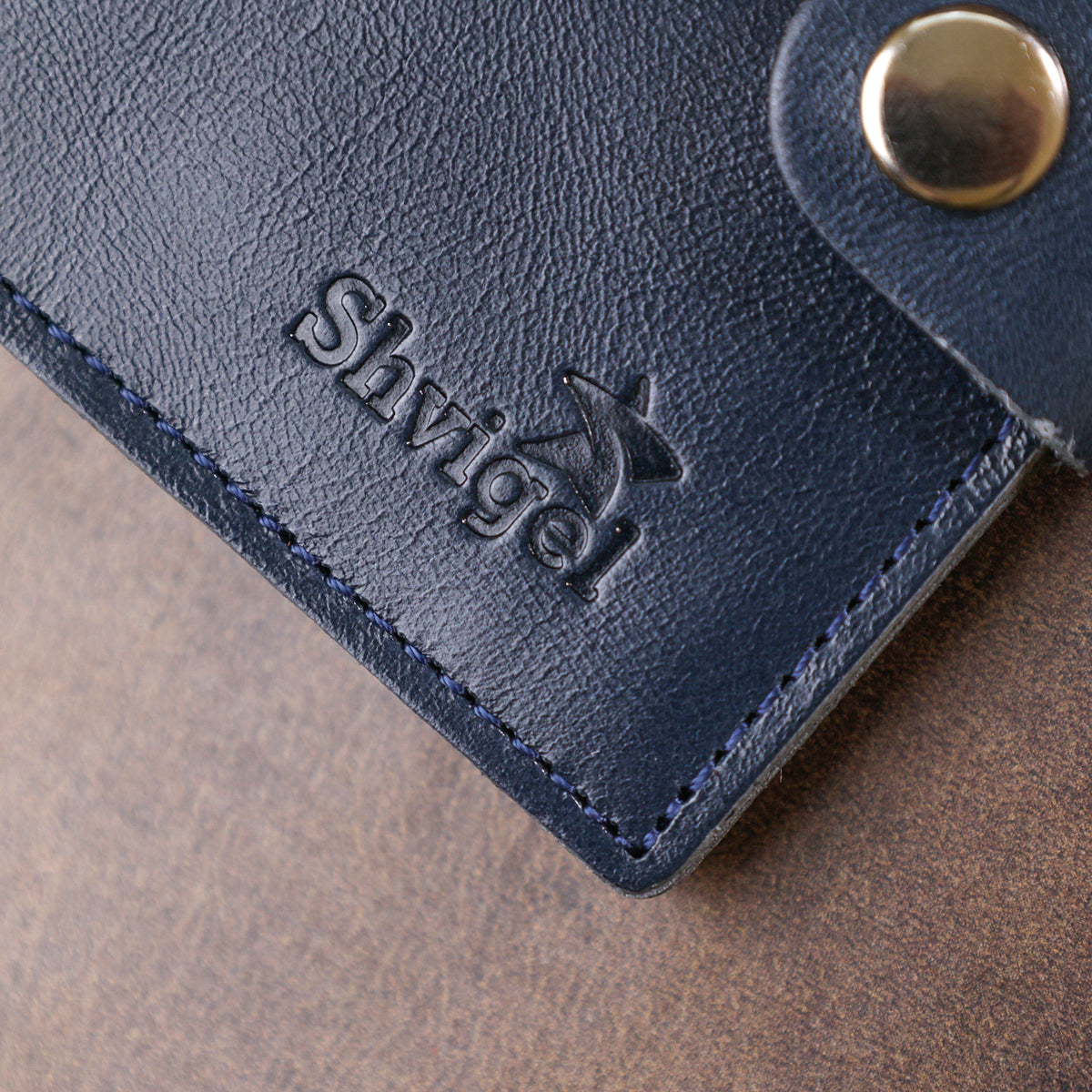 Compact Stylish Wallet SHVIGEL 16486 Blue - Genuine Leather, Made in Ukraine