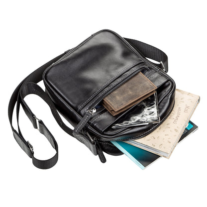 Men's Leather Bag SHVIGEL 11088 Black Natural Leather Ukraine Made Quality
