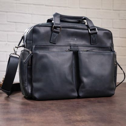 Men's Leather Bag SHVIGEL 11117 Black Crafted from Natural Leather in Ukraine