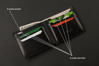 Leather Wallet SHVIGEL 13790 Black Genuine Leather Handmade in Ukraine