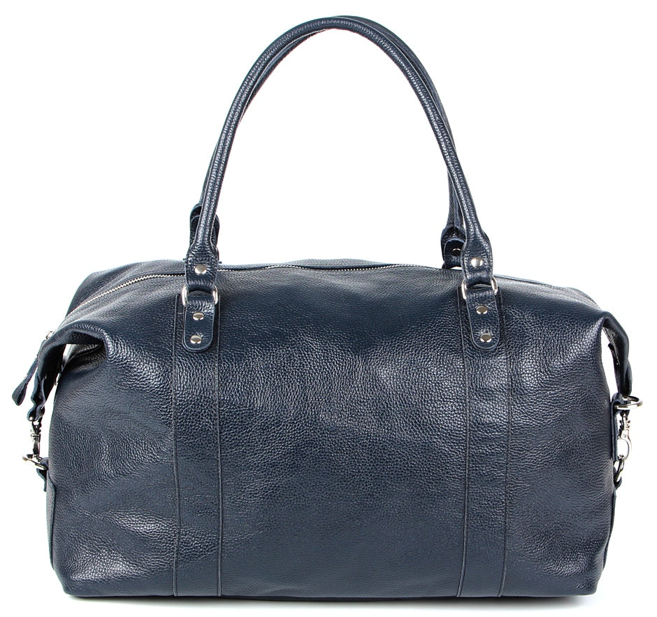 Travel Bag SHVIGEL 00888 Blue Natural Leather Made in Ukraine, Stylish Design