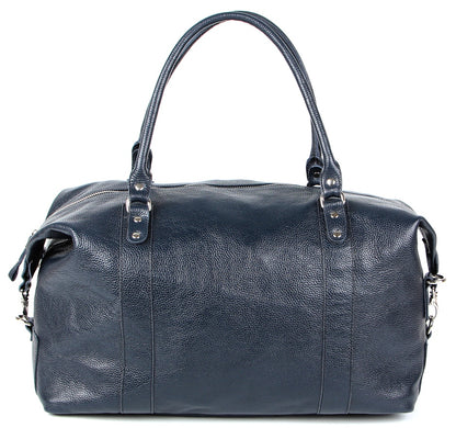Travel Bag SHVIGEL 00888 Blue Natural Leather Made in Ukraine, Stylish Design