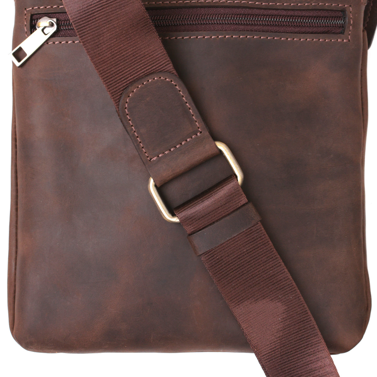 Stylish Men's Vintage Leather Messenger Bag SHVIGEL 11180 Brown, Genuine Leather