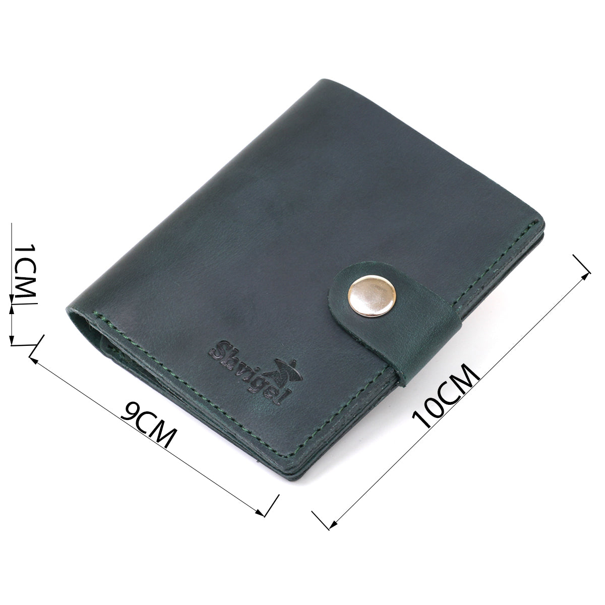 Unisex Mat Wallet SHVIGEL 16477 Green Natural Leather from Ukraine